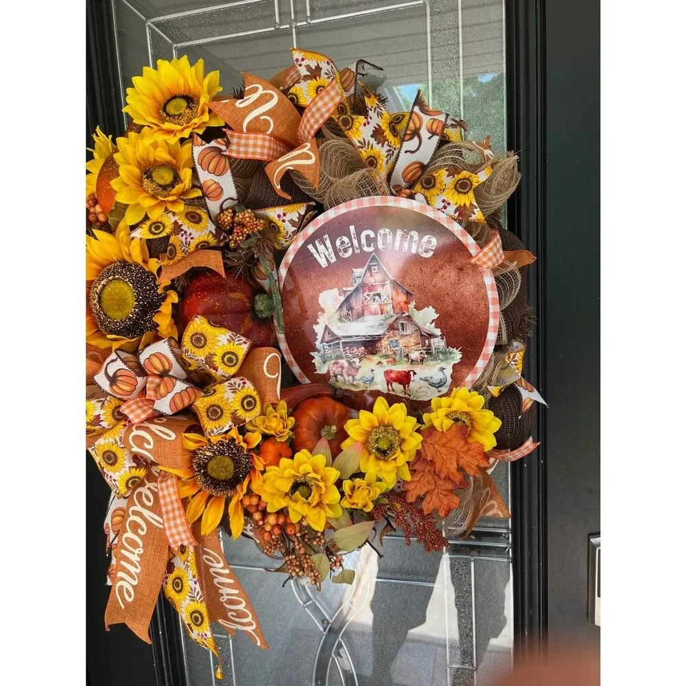 Fall Sunflower Front Door Wreath
